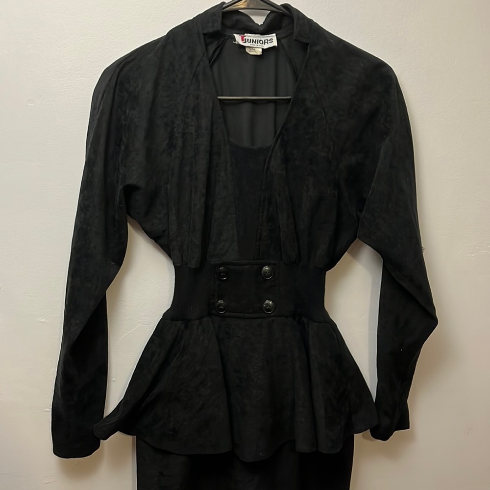 Vtg 80s TJuniors Black Dress